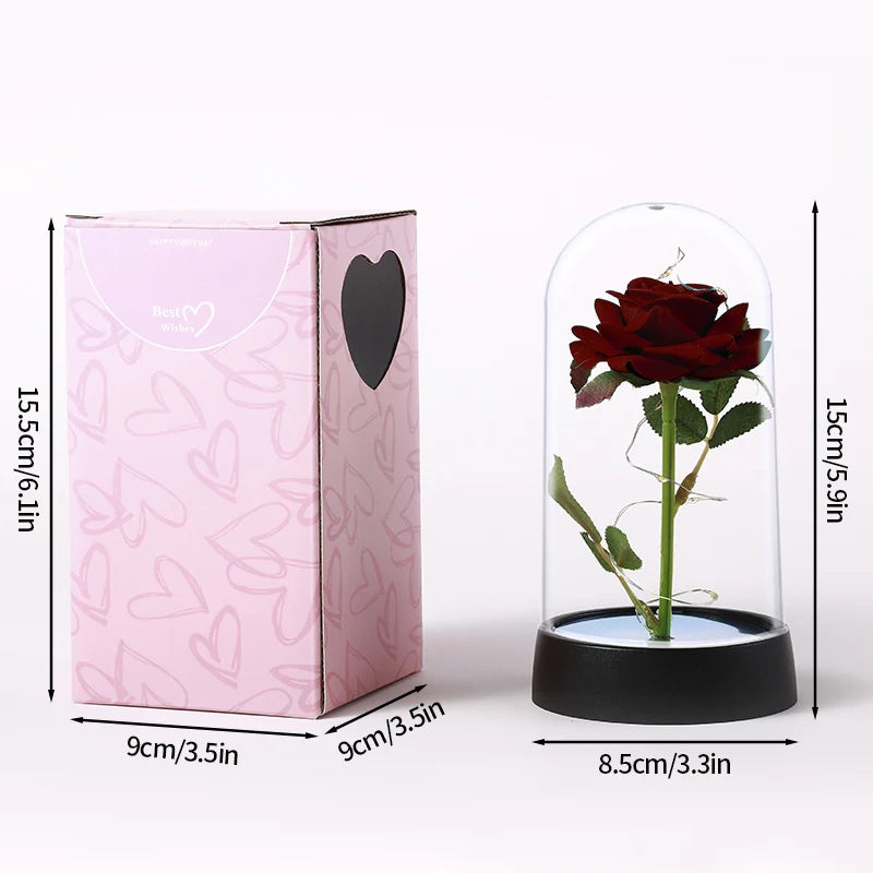 Everaura Eternal Rose Lamp – LED Glass Dome Ambient Flower Light for Cozy Room Decor