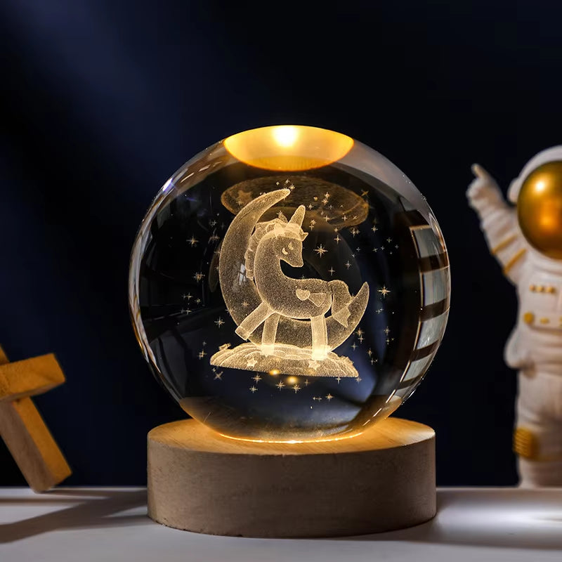 Astralume Crystal Globe – 3D Solar System Night Light for Cozy Desk & Room Decor