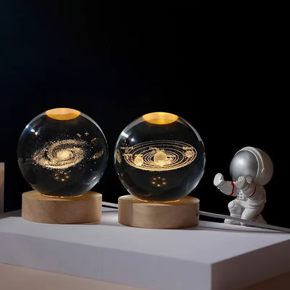 Astralume Crystal Globe – 3D Solar System Night Light for Cozy Desk & Room Decor