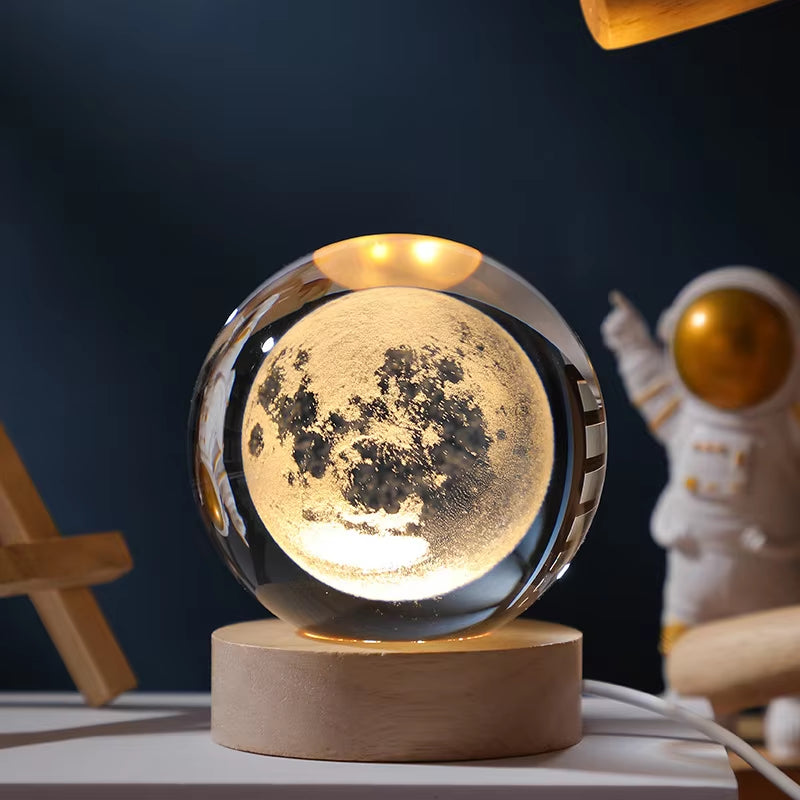Astralume Crystal Globe – 3D Solar System Night Light for Cozy Desk & Room Decor