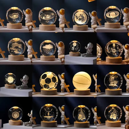 Astralume Crystal Globe – 3D Solar System Night Light for Cozy Desk & Room Decor