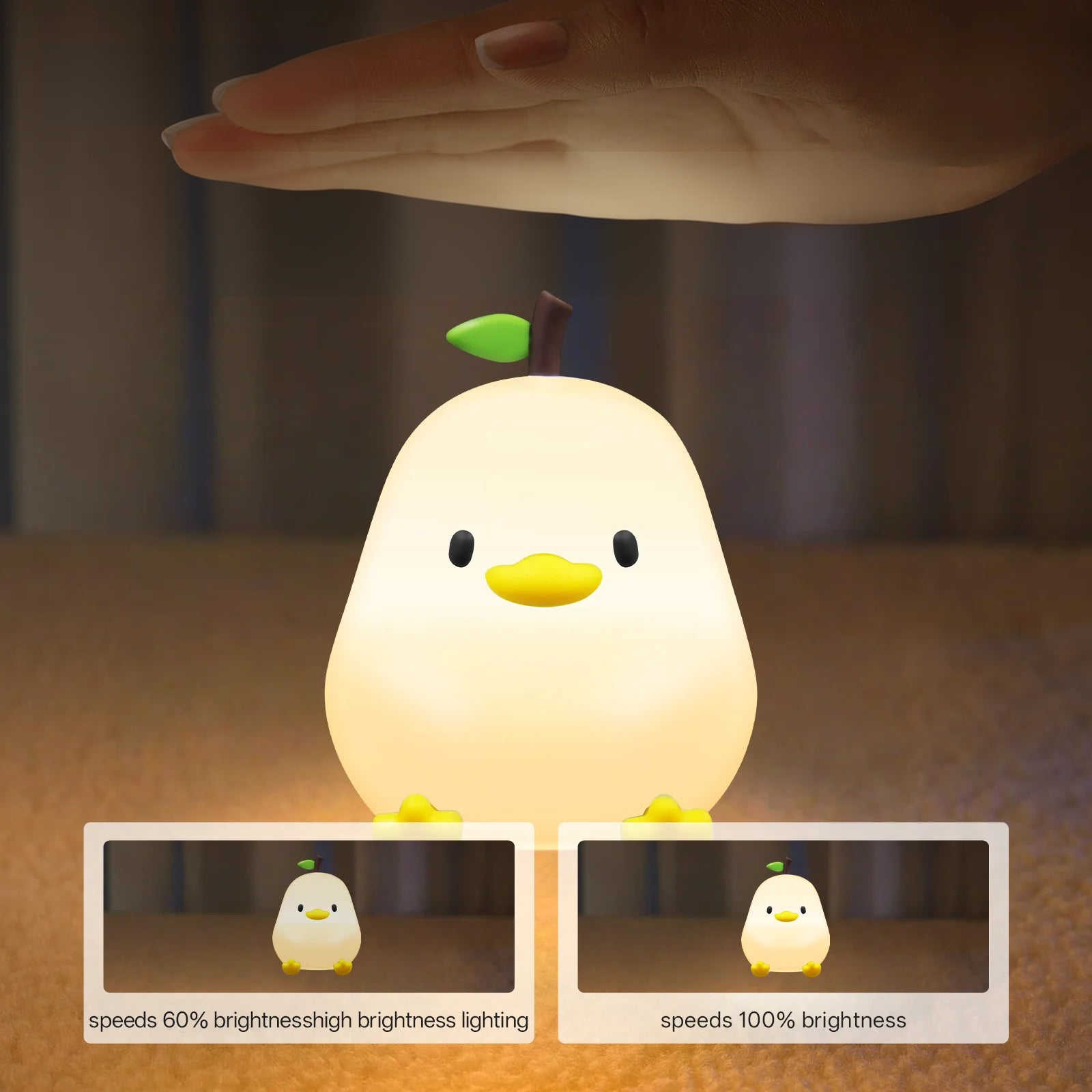LumiDuck RGB Silicone Night Light – Rechargeable Touch-Control LED Bedside Lamp