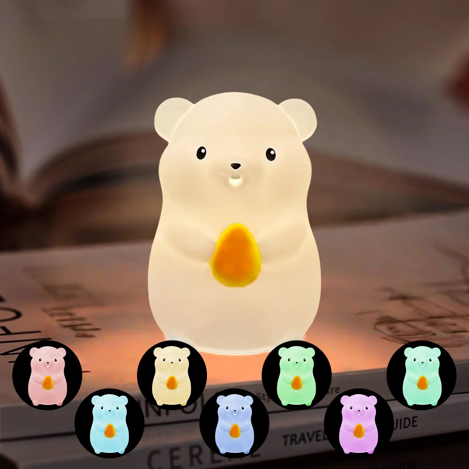 LumiDuck RGB Silicone Night Light – Rechargeable Touch-Control LED Bedside Lamp