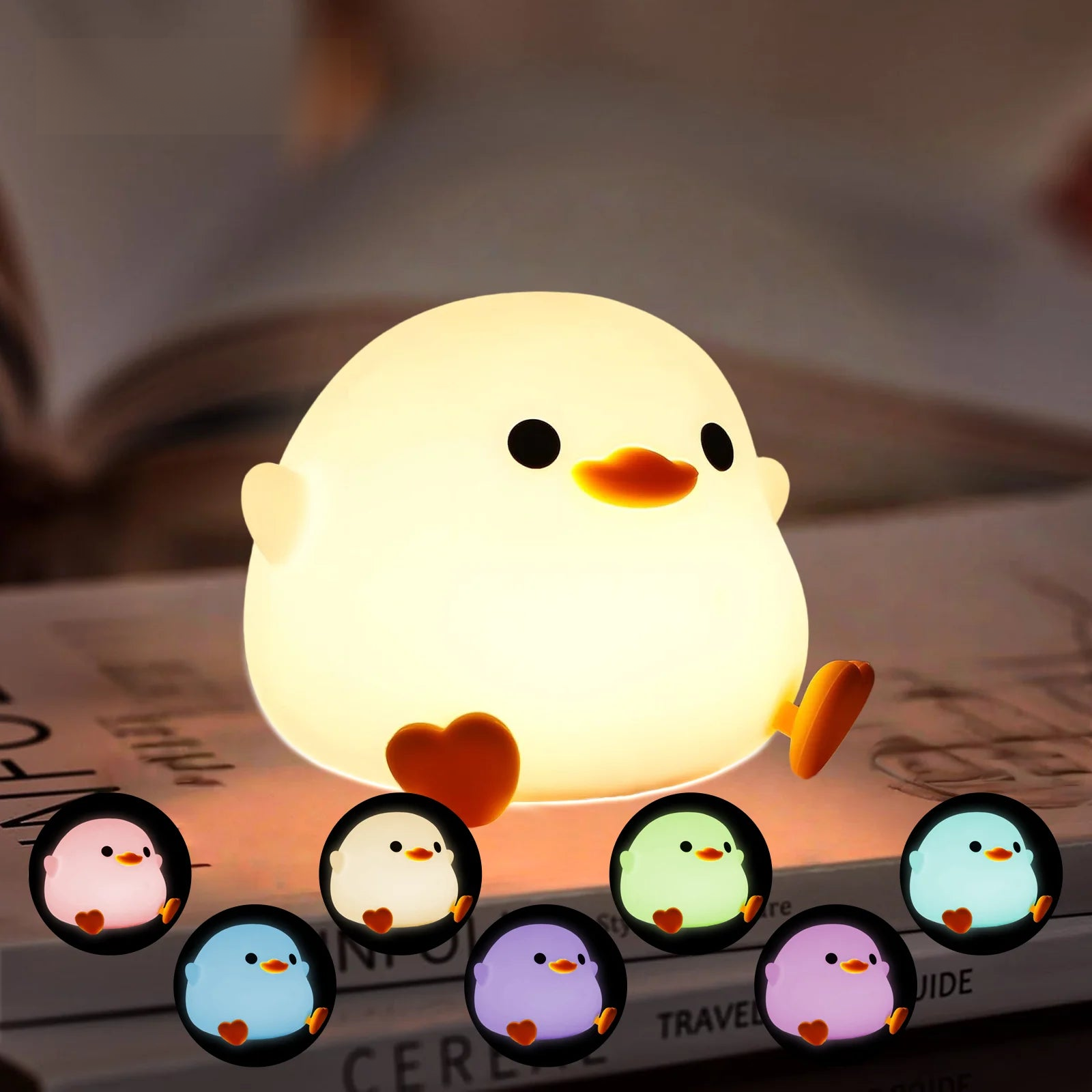 LumiDuck RGB Silicone Night Light – Rechargeable Touch-Control LED Bedside Lamp