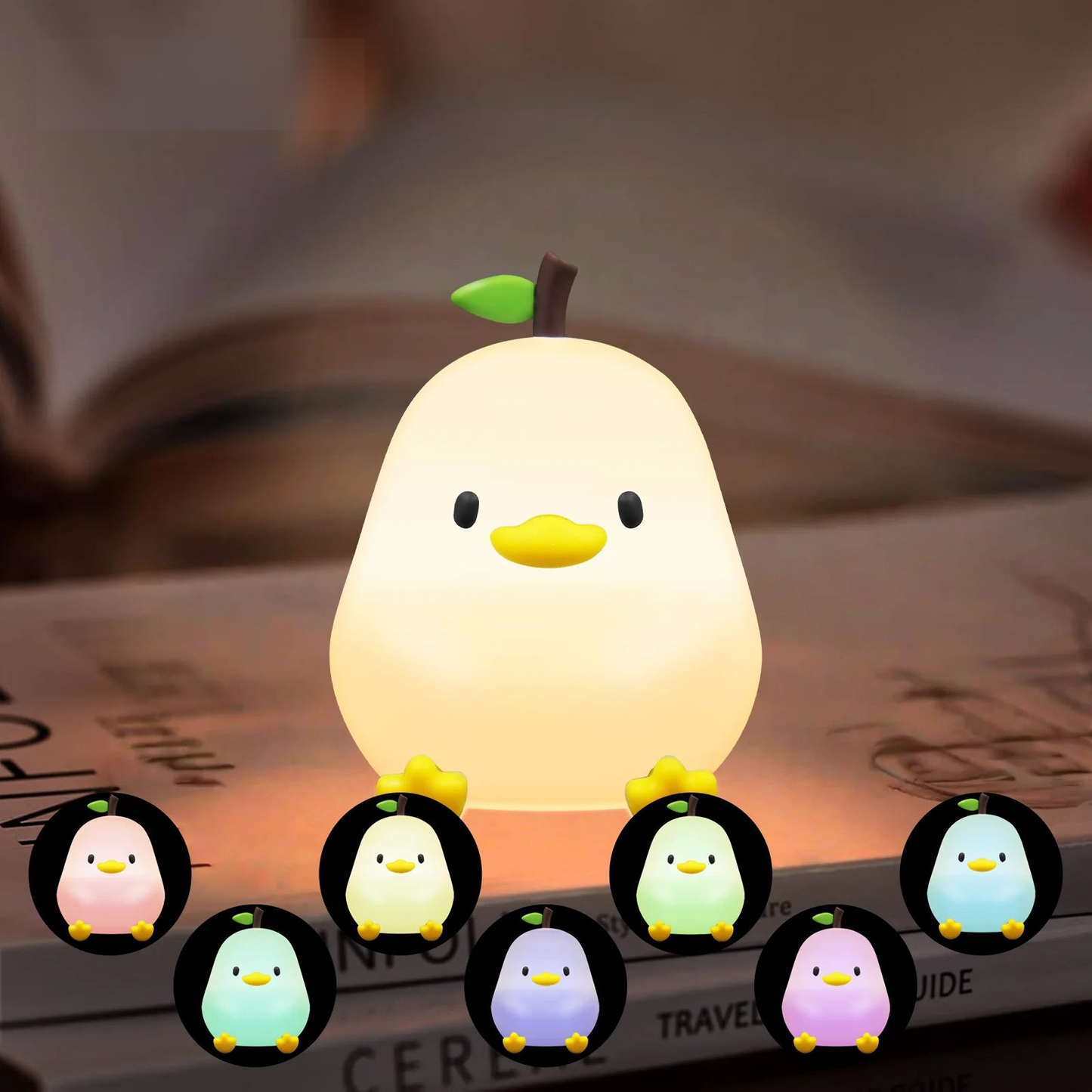 LumiDuck RGB Silicone Night Light – Rechargeable Touch-Control LED Bedside Lamp
