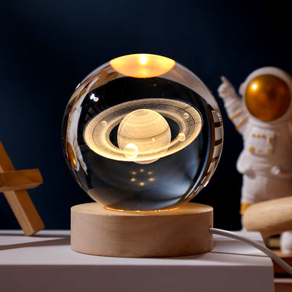Astralume Crystal Globe – 3D Solar System Night Light for Cozy Desk & Room Decor