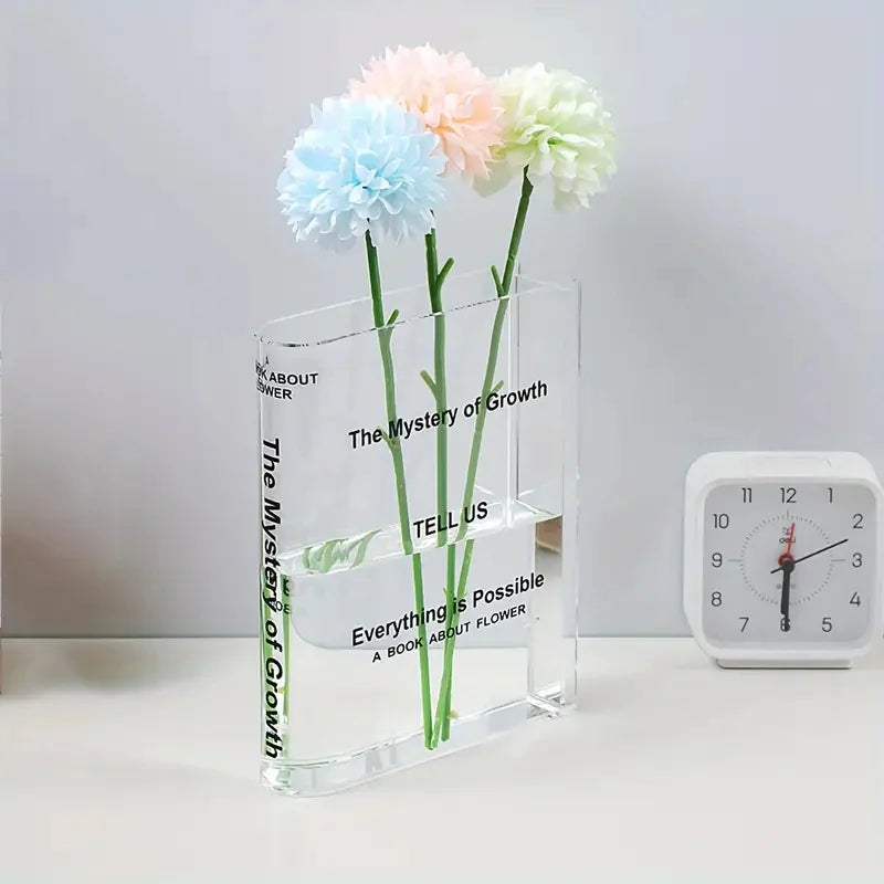Novelle Book Vase – Minimal Acrylic Flower Vase for Aesthetic Room & Desk Decor