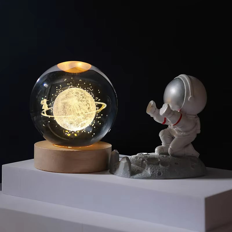 Astralume Crystal Globe – 3D Solar System Night Light for Cozy Desk & Room Decor