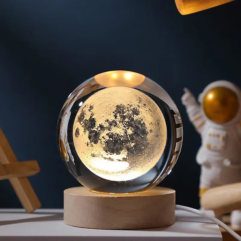 Astralume Crystal Globe – 3D Solar System Night Light for Cozy Desk & Room Decor