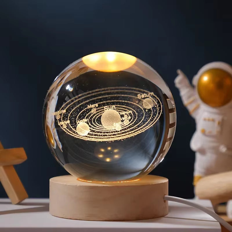 Astralume Crystal Globe – 3D Solar System Night Light for Cozy Desk & Room Decor
