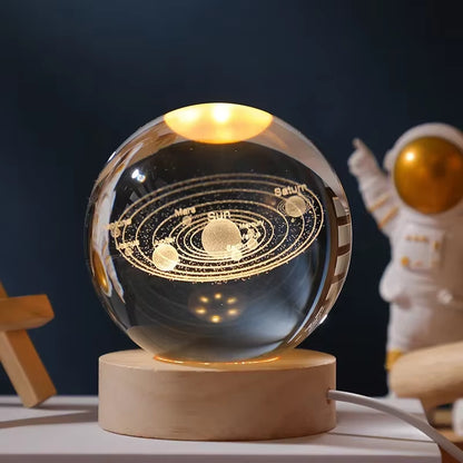 Astralume Crystal Globe – 3D Solar System Night Light for Cozy Desk & Room Decor