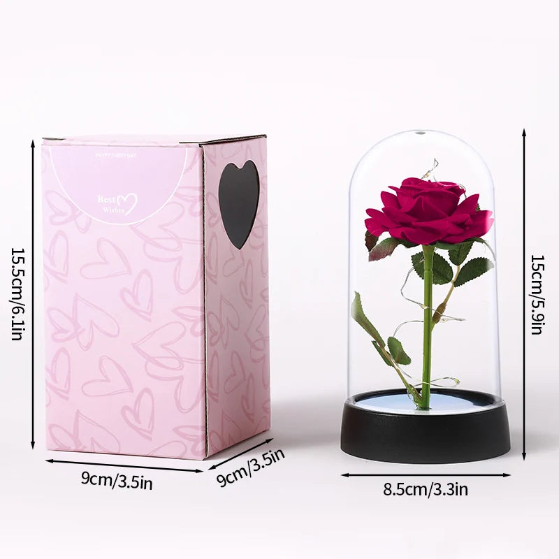 Everaura Eternal Rose Lamp – LED Glass Dome Ambient Flower Light for Cozy Room Decor