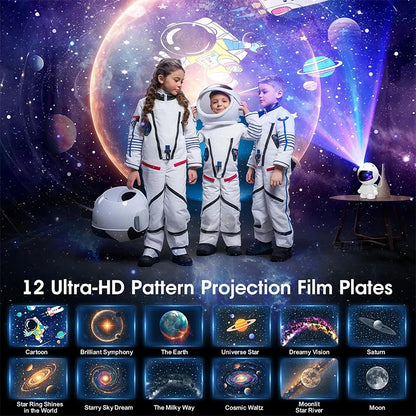Astronaut Galaxy Projector with 12 Image Discs – LED Planetarium Night Light for Bedroom, Star Projector Ceiling Light, Space-Themed Mood Lamp, Nebula Galaxy Room Decor for Kids, Teens & Adults Home Decoration