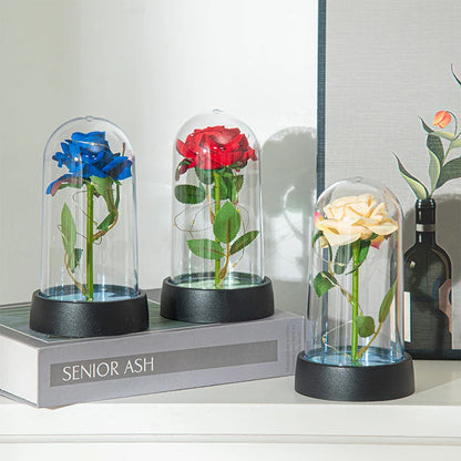 Everaura Eternal Rose Lamp – LED Glass Dome Ambient Flower Light for Cozy Room Decor