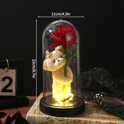 Everaura Eternal Rose Lamp – LED Glass Dome Ambient Flower Light for Cozy Room Decor