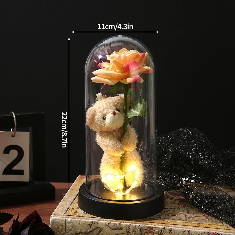 Everaura Eternal Rose Lamp – LED Glass Dome Ambient Flower Light for Cozy Room Decor