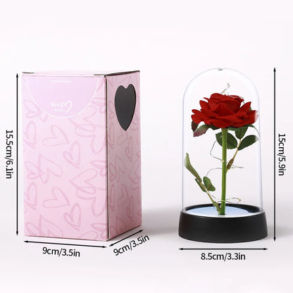 Everaura Eternal Rose Lamp – LED Glass Dome Ambient Flower Light for Cozy Room Decor