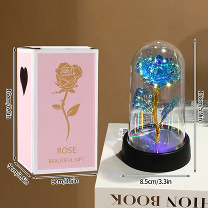 Everaura Eternal Rose Lamp – LED Glass Dome Ambient Flower Light for Cozy Room Decor