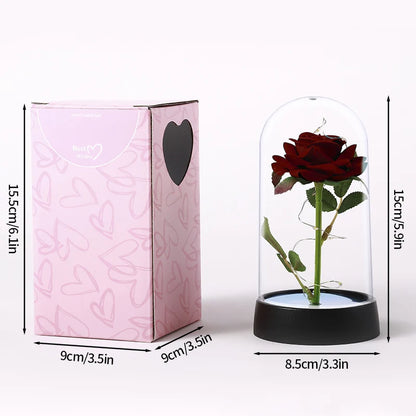 Everaura Eternal Rose Lamp – LED Glass Dome Ambient Flower Light for Cozy Room Decor