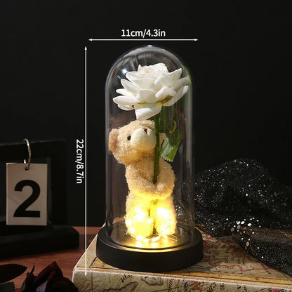 Everaura Eternal Rose Lamp – LED Glass Dome Ambient Flower Light for Cozy Room Decor