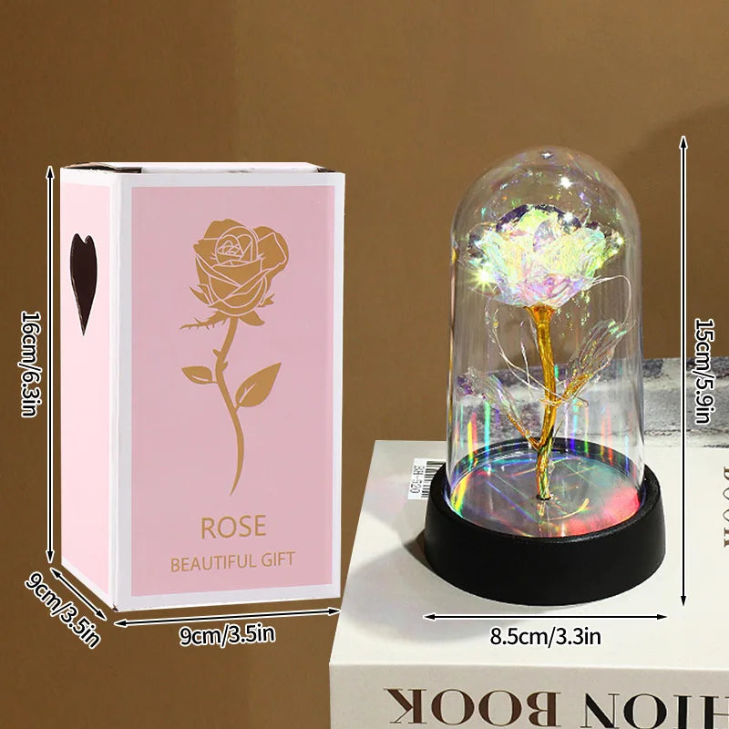 Everaura Eternal Rose Lamp – LED Glass Dome Ambient Flower Light for Cozy Room Decor