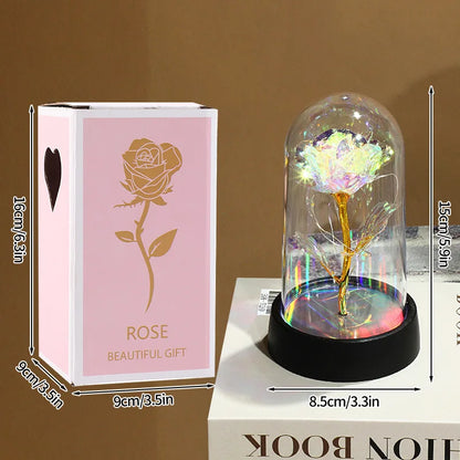 Everaura Eternal Rose Lamp – LED Glass Dome Ambient Flower Light for Cozy Room Decor