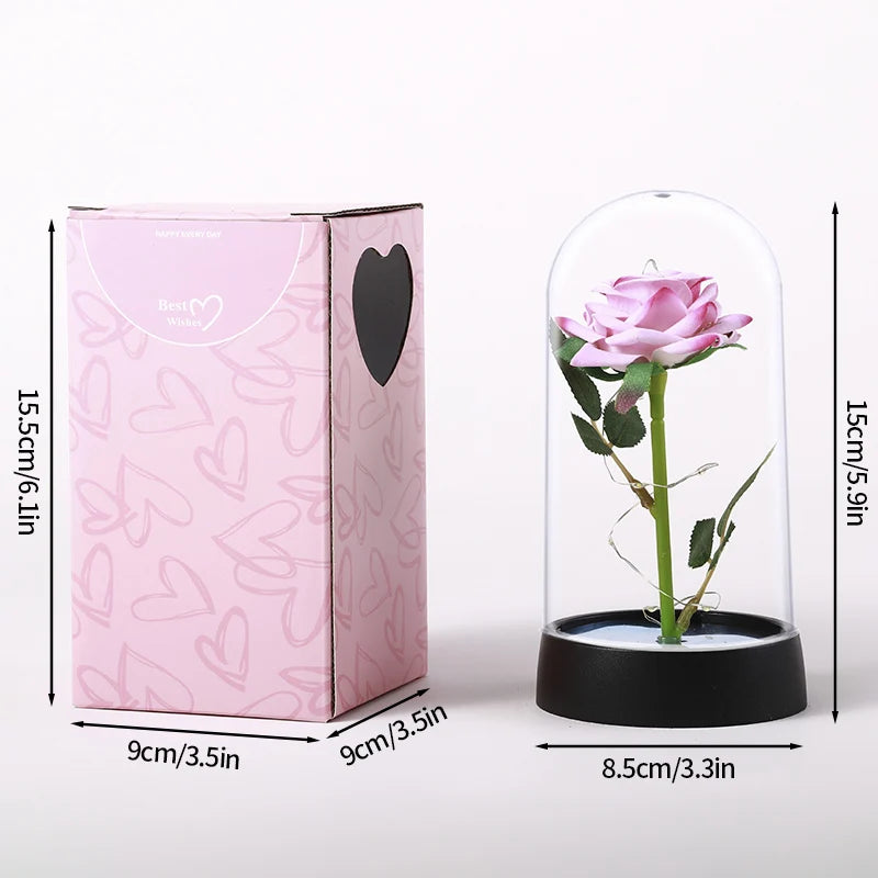Everaura Eternal Rose Lamp – LED Glass Dome Ambient Flower Light for Cozy Room Decor