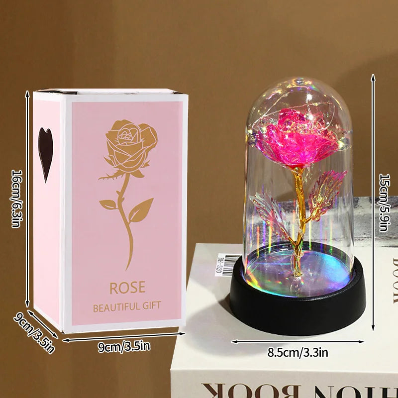 Everaura Eternal Rose Lamp – LED Glass Dome Ambient Flower Light for Cozy Room Decor