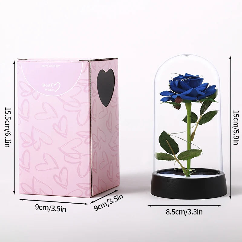 Everaura Eternal Rose Lamp – LED Glass Dome Ambient Flower Light for Cozy Room Decor
