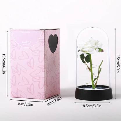 Everaura Eternal Rose Lamp – LED Glass Dome Ambient Flower Light for Cozy Room Decor