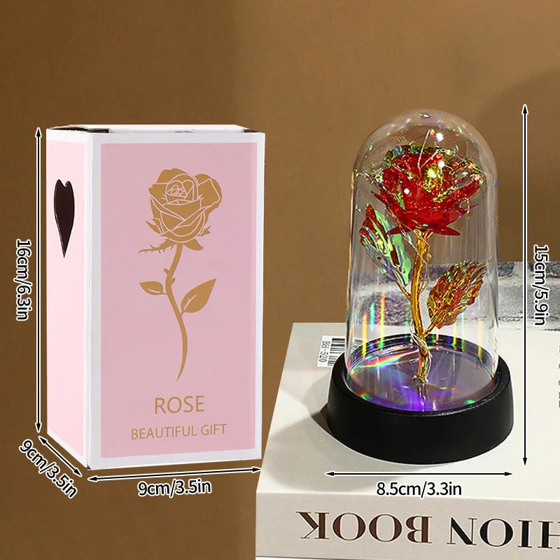Everaura Eternal Rose Lamp – LED Glass Dome Ambient Flower Light for Cozy Room Decor