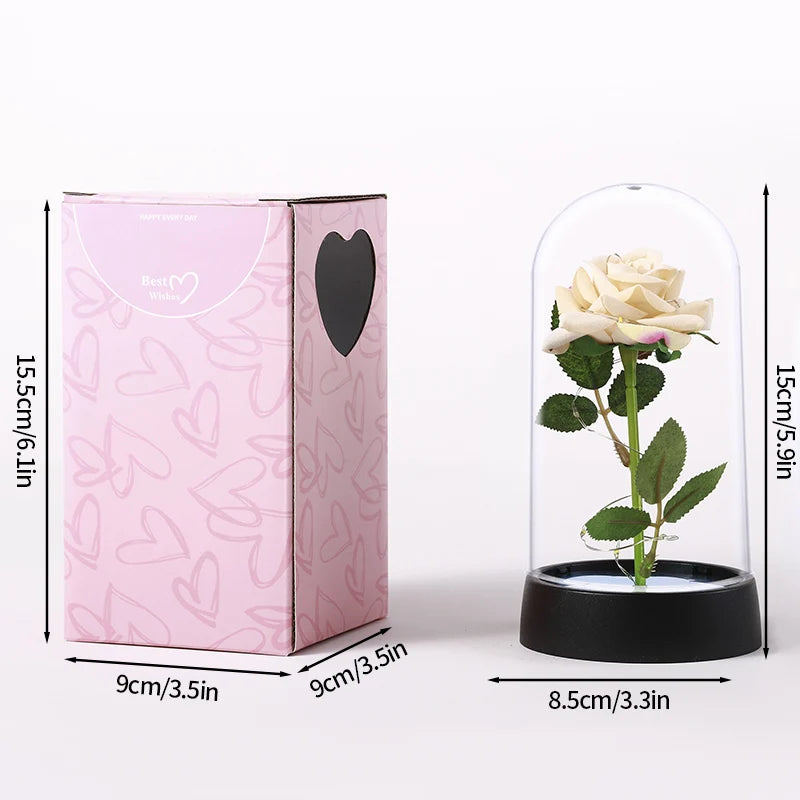 Everaura Eternal Rose Lamp – LED Glass Dome Ambient Flower Light for Cozy Room Decor