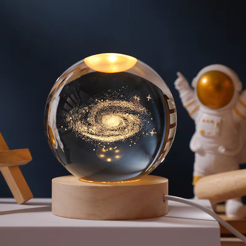 Astralume Crystal Globe – 3D Solar System Night Light for Cozy Desk & Room Decor