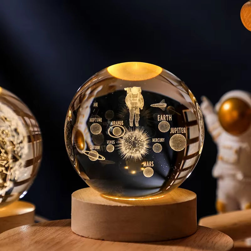 Astralume Crystal Globe – 3D Solar System Night Light for Cozy Desk & Room Decor
