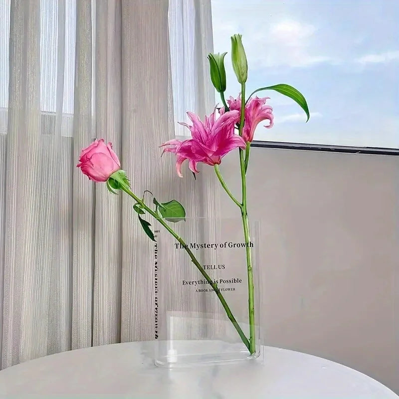 Novelle Book Vase – Minimal Acrylic Flower Vase for Aesthetic Room & Desk Decor