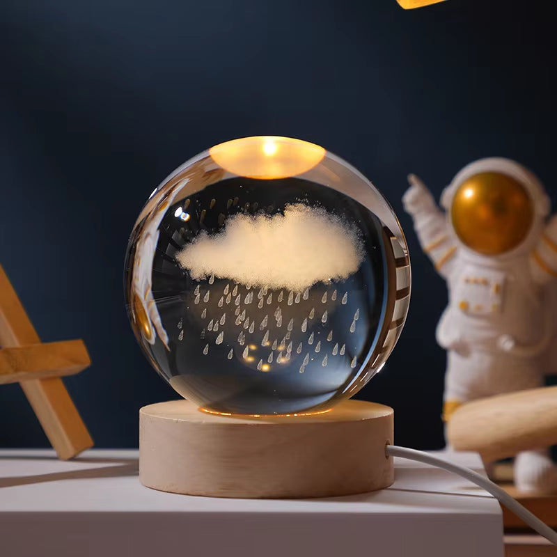 Astralume Crystal Globe – 3D Solar System Night Light for Cozy Desk & Room Decor