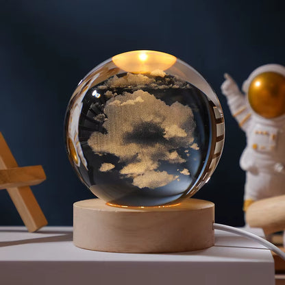 Astralume Crystal Globe – 3D Solar System Night Light for Cozy Desk & Room Decor