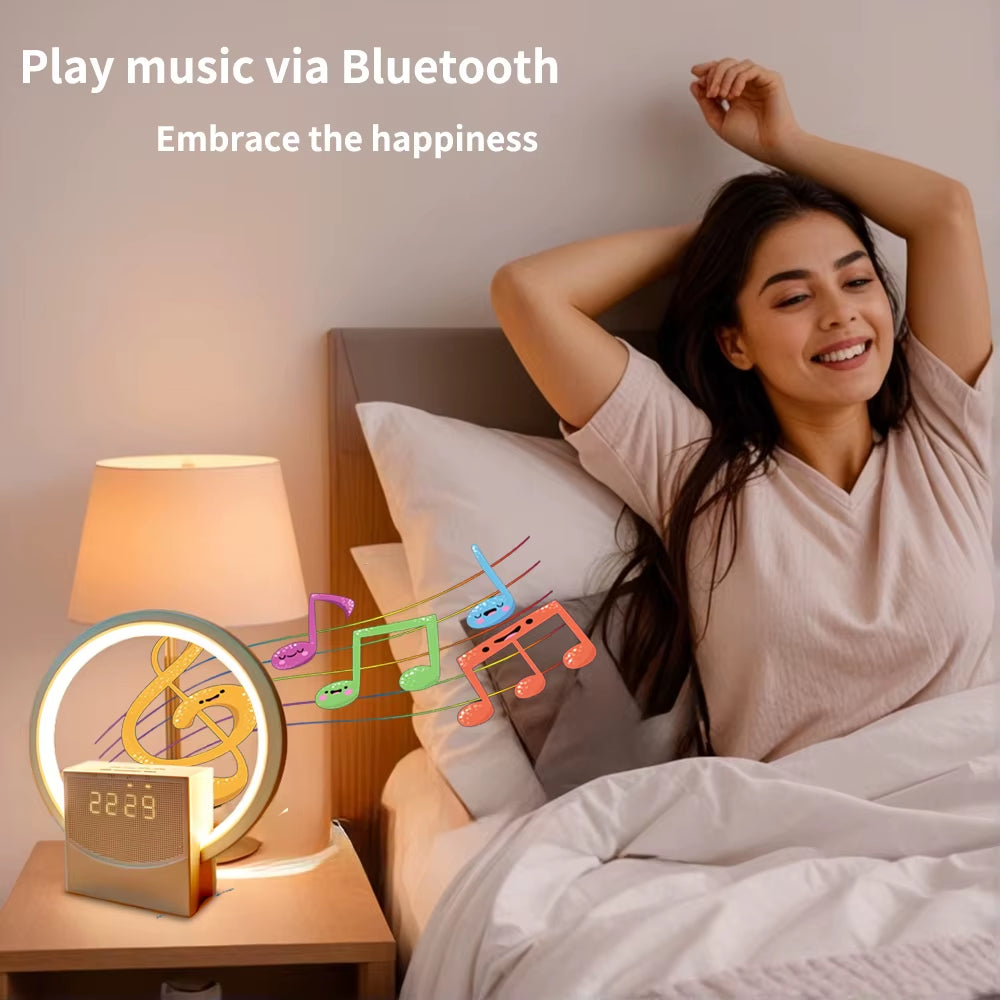 Sunrise Simulation Alarm Clock with Bluetooth Speaker & White Noise Machine – LED Wake Up Light, Smart Bedside Night Lamp, Digital Alarm Clock for Bedroom, Sleep Aid, Home Office Desk Decor with Ambient Lighting