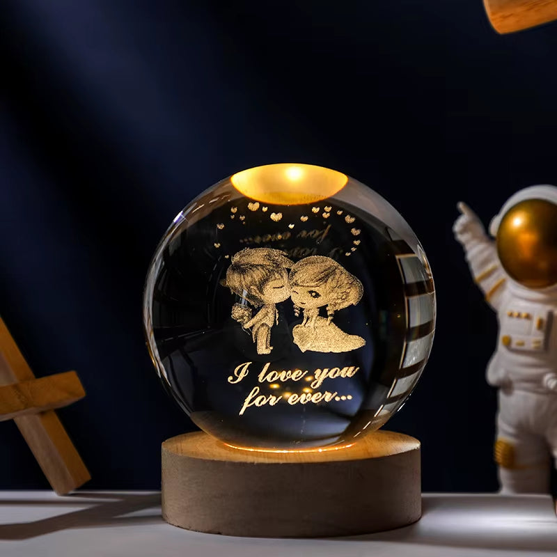 Astralume Crystal Globe – 3D Solar System Night Light for Cozy Desk & Room Decor