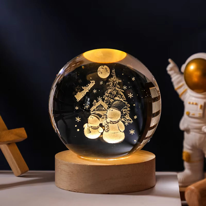 Astralume Crystal Globe – 3D Solar System Night Light for Cozy Desk & Room Decor