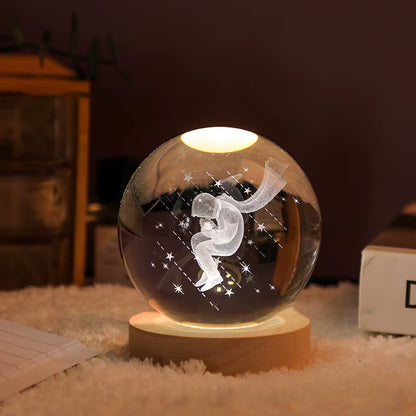 Astralume Crystal Globe – 3D Solar System Night Light for Cozy Desk & Room Decor